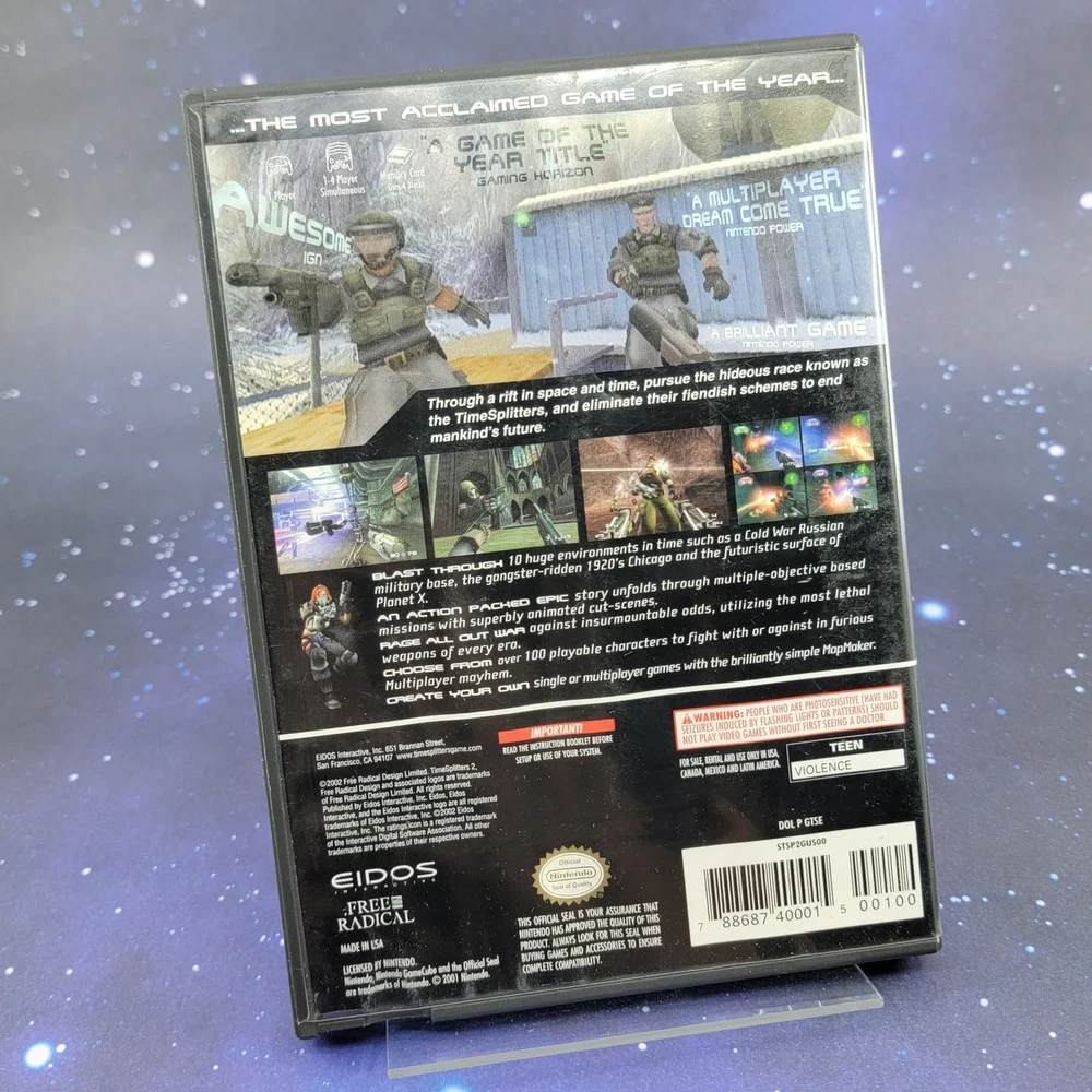 TimeSplitters 2 Nintendo GameCube GC 2002 Eidos Free Radical FPS Video Game CIB